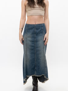 Vintage x Made in USA x Frayed Denim Maxi Skirt (M, L)