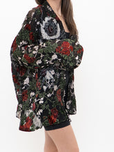 Load image into Gallery viewer, Vintage x Black Semi-sheer Floral, Velvet Oversized Buttonup (XS-2XL)