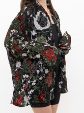 Load image into Gallery viewer, Vintage x Black Semi-sheer Floral, Velvet Oversized Buttonup (XS-2XL)