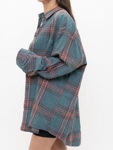 Vintage x Made in Hong Korea x Teal Plaid Soft Oversized Buttonup (XS-3XL)