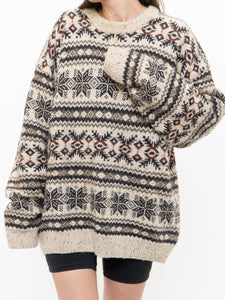 Vintage x Oatmeal Patterned Knit Sweater (XS-XL)
