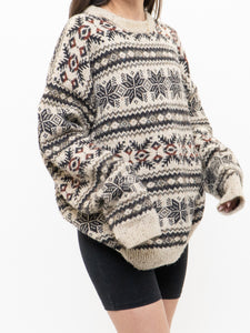 Vintage x Oatmeal Patterned Knit Sweater (XS-XL)