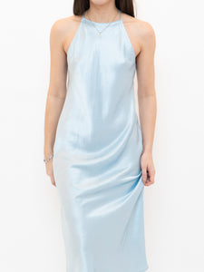 BABATON x Pale Blue Satin Halter Dress (XS, S)