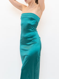 Modern x Teal Strapless Shiny Dress (S, M)