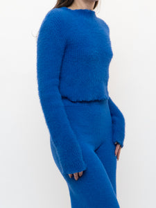 Modern x Cobalt Blue Fuzzy Ribbed Knit Sweater (S-L)