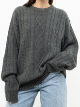 Load image into Gallery viewer, Vintage x Dark Grey Oversized Cable-knit Sweater (XS-L)