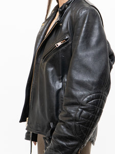Vintage x Custom Heavy Black Biker Jacket (XS-M)