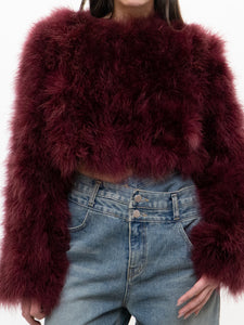Vintage x Burgundy Fur Cropped Jacket (S-L)