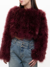 Load image into Gallery viewer, Vintage x Burgundy Fur Cropped Jacket (S-L)