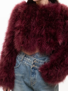 Vintage x Burgundy Fur Cropped Jacket (S-L)