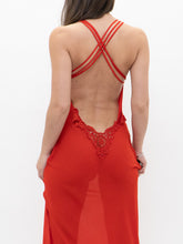 Load image into Gallery viewer, Vintage x Made in Brazil x Red Low-back Sheer Slip Dress (S, M)