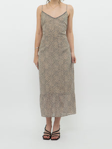 Vintage x SANDWICH Beige, Grey Patterned Dress (S)