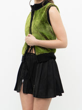 Load image into Gallery viewer, Vintage x Black, Green Faux Fur Double-Zip Knit Vest (M)