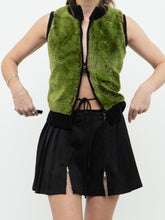 Load image into Gallery viewer, Vintage x Black, Green Faux Fur Double-Zip Knit Vest (M)