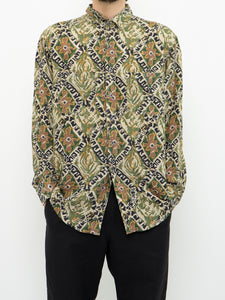 Vintage x Green Silk Patterned Buttonup (XS-XL)