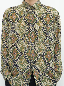 Vintage x Green Silk Patterned Buttonup (XS-XL)