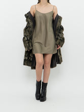 Load image into Gallery viewer, Vintage x JACOB Olive Green Silk-feel Mini Slip Dress (S)