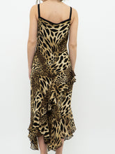 Load image into Gallery viewer, Vintage x Made in Canada x JOSEPH RIBKOFF Leopard Print Frilly Chiffon Dress (M)