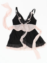 Load image into Gallery viewer, Vintage x LA SENZA Black, Pink Sheer Frilly Slip Dress (L, XL)