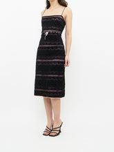 Load image into Gallery viewer, Vintage x Made in Canada x Blushing Black &amp; Pink Lace Bow Dress (L, XL)