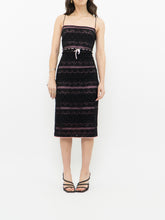 Load image into Gallery viewer, Vintage x Made in Canada x Blushing Black &amp; Pink Lace Bow Dress (L, XL)