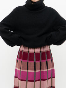 Vintage x Pink Plaid Knit Maxi Skirt (XS-M)