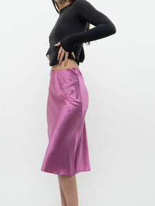 Modern x Magenta Satin Striped Midi Skirt (XS, S)