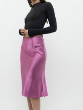 Load image into Gallery viewer, Modern x Magenta Satin Striped Midi Skirt (XS, S)