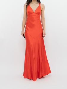 Vintage x Orange, Red Satin Beaded Gown (XS)