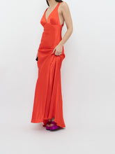 Load image into Gallery viewer, Vintage x Orange, Red Satin Beaded Gown (XS)