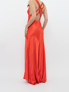 Vintage x Orange, Red Satin Beaded Gown (XS)