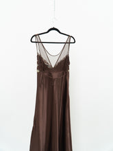 Load image into Gallery viewer, Vintage x LINDA Brown Floral Satin Mesh Dress (M, L)