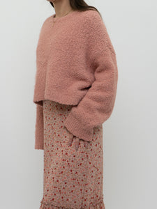 Modern x Pink Fuzzy Cropped Knit Sweater (XS-XL)