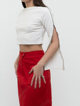 Load image into Gallery viewer, Vintage x White Zipper Long Sleeve Crop (XS-M)