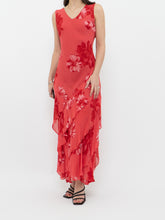 Load image into Gallery viewer, Vintage x Coral Pink Floral Chiffon Frilly Dress (M, L)