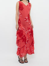 Load image into Gallery viewer, Vintage x Coral Pink Floral Chiffon Frilly Dress (M, L)