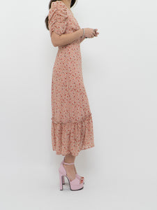 LULUS x Light Pink Floral Maxi Dress (XS, S)