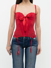 Load image into Gallery viewer, Vintage x LA SENZA Red Bow Mesh Corset (S, M, B-C Cup)