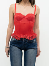 Load image into Gallery viewer, Vintage x BLUSH Red Mesh, Lace corset (XS, S, B Cup)