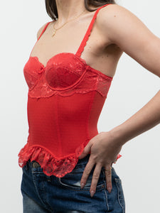 Vintage x BLUSH Red Mesh, Lace corset (XS, S, B Cup)