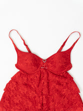 Load image into Gallery viewer, Vintage x Red Lace Frilly Corset Top (S, M, C-D Cup)