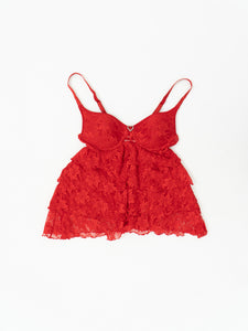 Vintage x Red Lace Frilly Corset Top (S, M, C-D Cup)