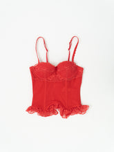 Load image into Gallery viewer, Vintage x BLUSH Red Mesh, Lace corset (XS, S, B Cup)