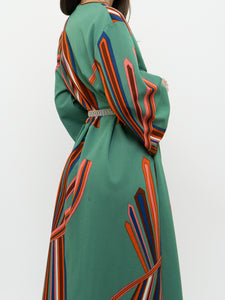 Vintage x Green Patterned Wrap Dress (S-XL)