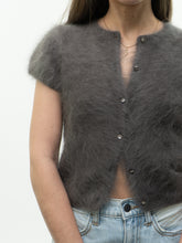 Load image into Gallery viewer, Vintage x JACOB Grey Angora Cropped Cardigan (XS-M)