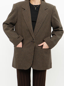 Vintage x Brown Plaid Wool Blazer (S, M)