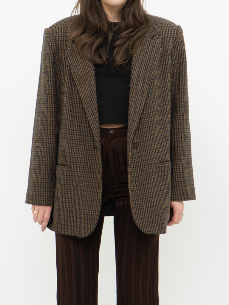 Vintage x Brown Plaid Wool Blazer (S, M)
