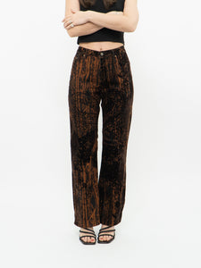 Vintage x Made in Morocco x Brown Velvet Patterned Pant (S, M)