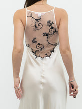 Load image into Gallery viewer, Vintage x VICTORIA SECRET Cream, Black embroidered Silk Slip Dress (XS, S)