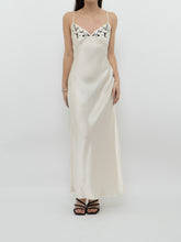 Load image into Gallery viewer, Vintage x VICTORIA SECRET Cream, Black embroidered Silk Slip Dress (XS, S)